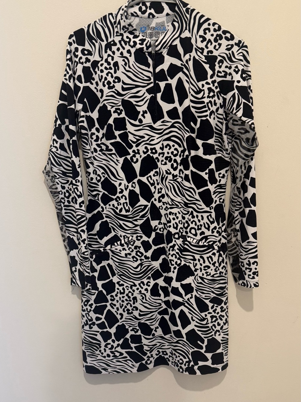 IBKUL Black and White Animal-Print Mini Dress